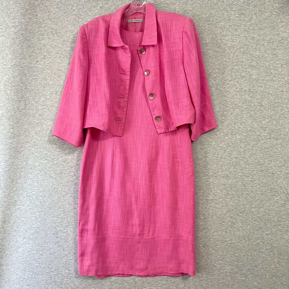 Vintage Dress Bolero Jacket 2pc Set Womens Modern Medium Pink Ladies Kennedy 60s